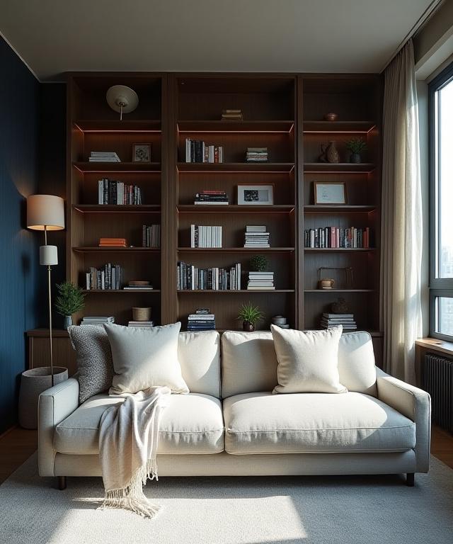 Serene and perfectly organized New York apartment living room