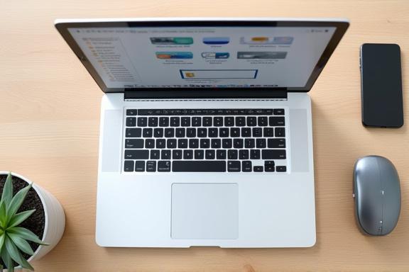Minimalist desk with smartphone and laptop showing clean file structures